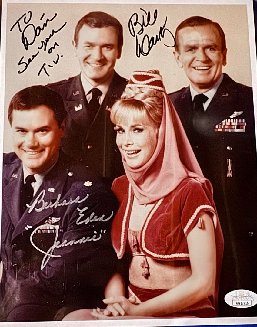 Barbara Eden and Bill Daley signed, inscribed 8x10 Photo (I Dream Of Jeannie) w/Character Inscription - JSA COA